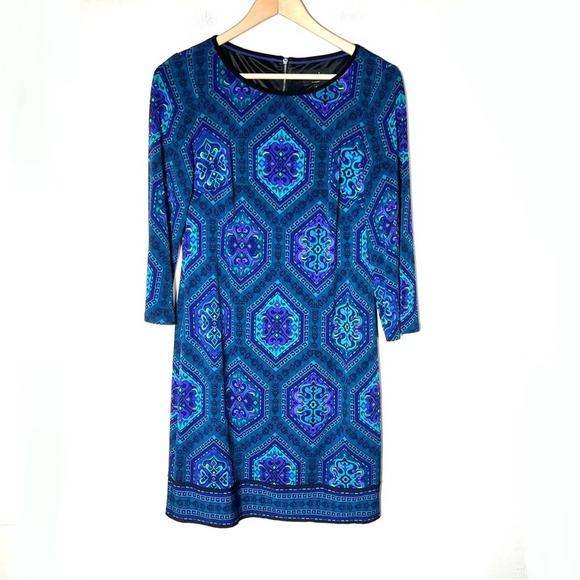 Laundry By Shelli Segal Dresses & Skirts - Laundry by Shelli Segal green & purple 3/4 sleeve shift dress size small S B161